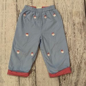 Zuccini Reversible Santa pants 2T blue red gingham